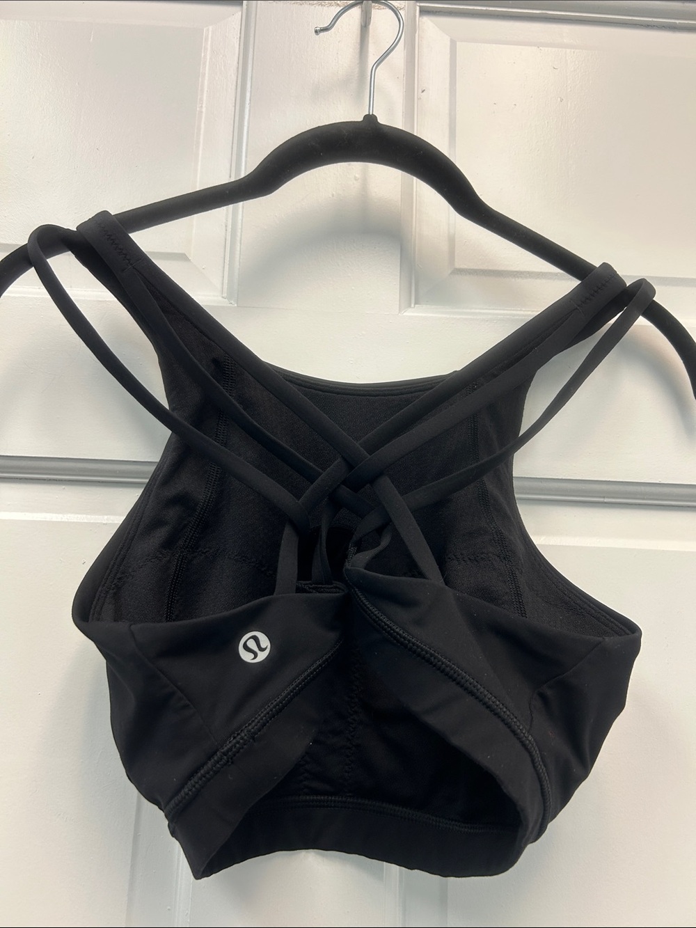 Lululemon Light-support Black sports bra with multiple crisscross straps size 6
